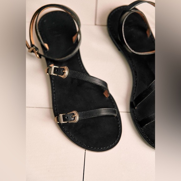 Sézane Roxanne Low Sandals Smooth Black Heritage FR 39 / US 8 - Picture 4 of 14